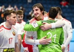 Viktar ZAUTSAU (25) and Ilya USIK (21) during the handball match Belarus vs Austria, Men’s EHF EURO 2022 Hungary, Slovakia, Bratislava, 18.01.2021, Mandatory Credit © Nebojsa Tejic / kolektiff